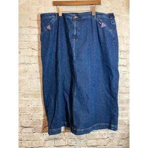 CJ Banks Denim Jean Skirt Womens 24W Midi Dark Wash Country Cottage Plus Pencil